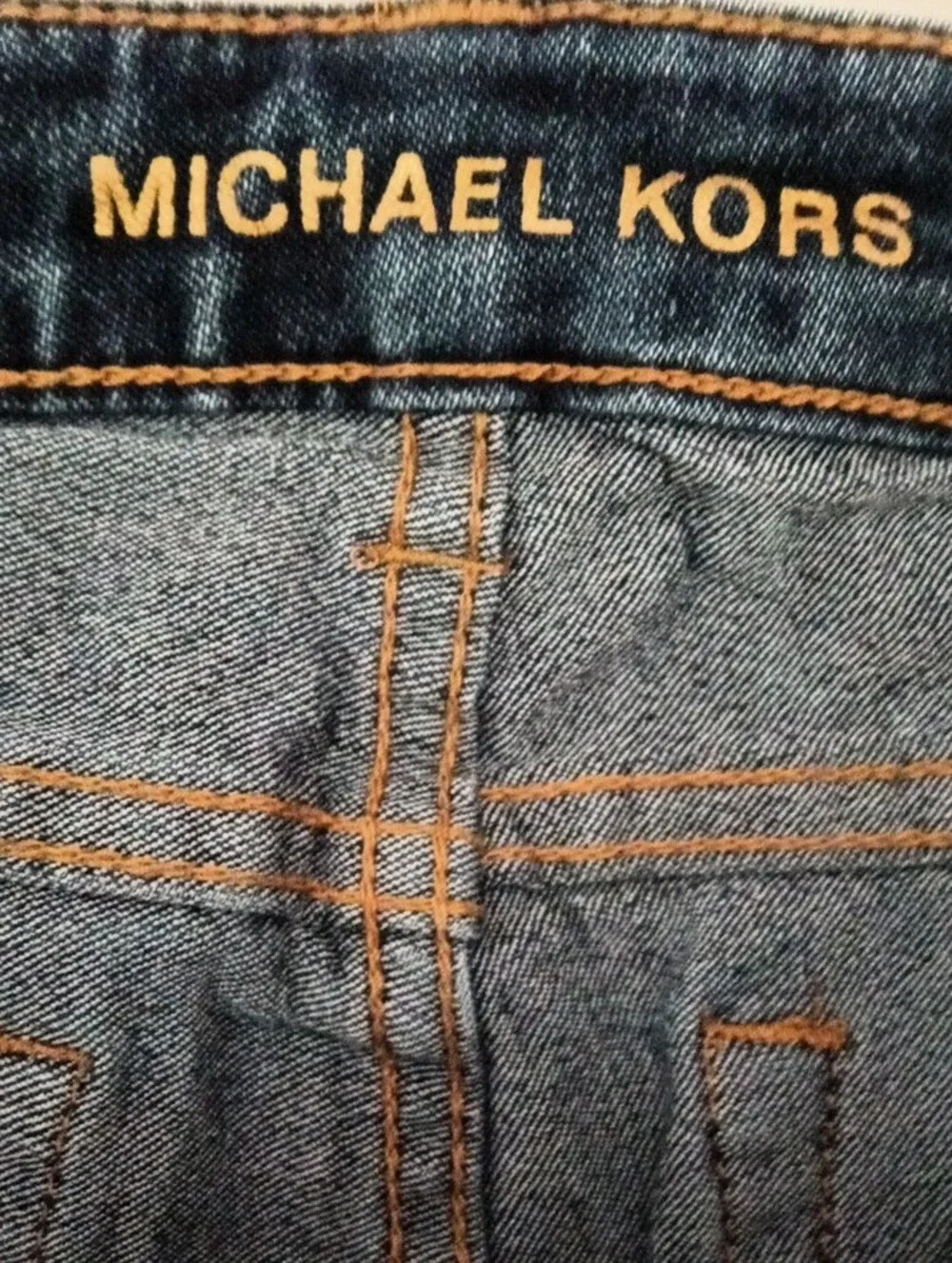 Michael Kors Women's Dark Wash Skinny Jeans with Gold Zipper Accents